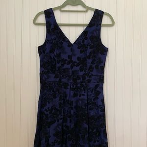 Mini blue and black velvet dress